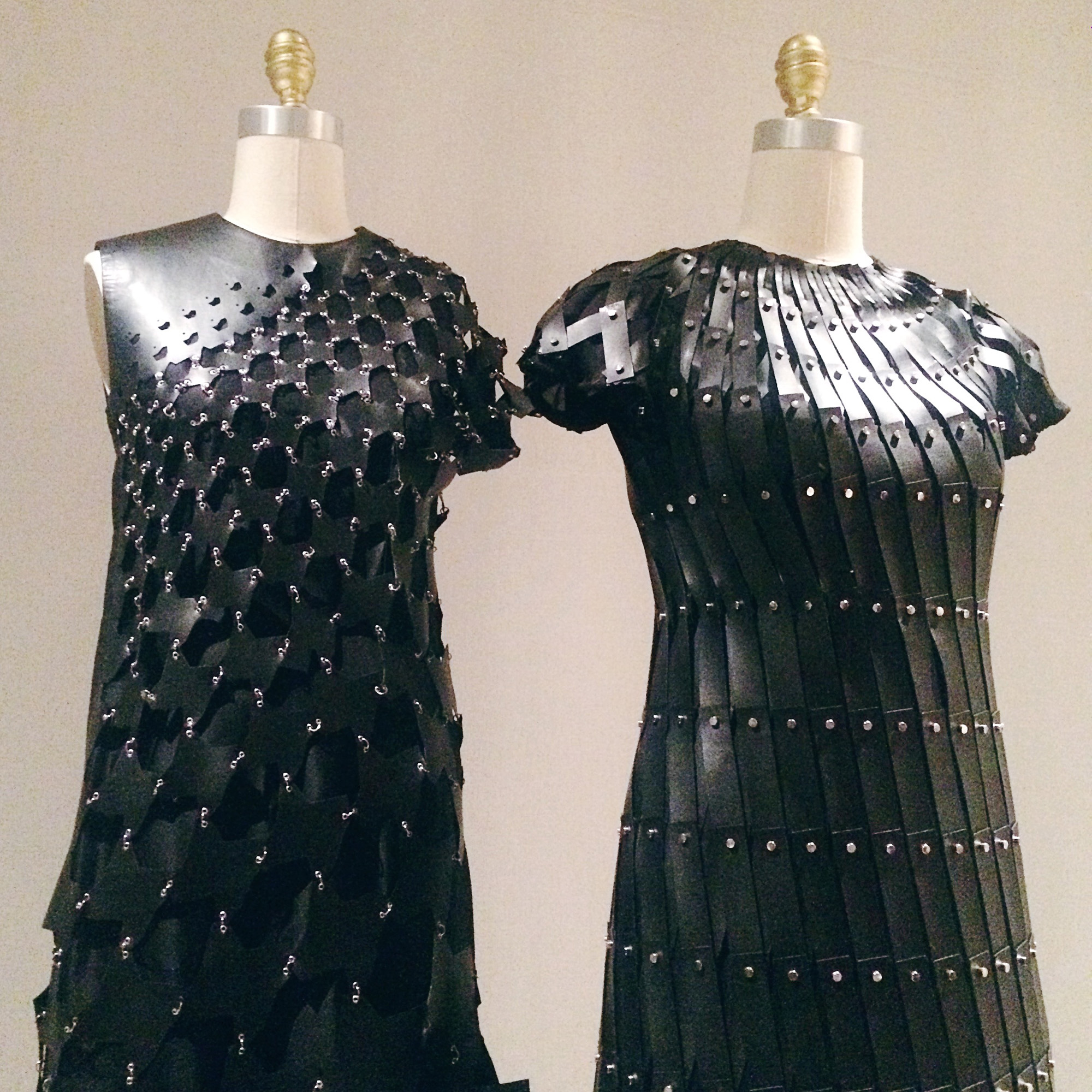 dresses by Rei Kawakubo Comme des Garçons on display at The Metropolitan Museum of Art in Manus x Machina