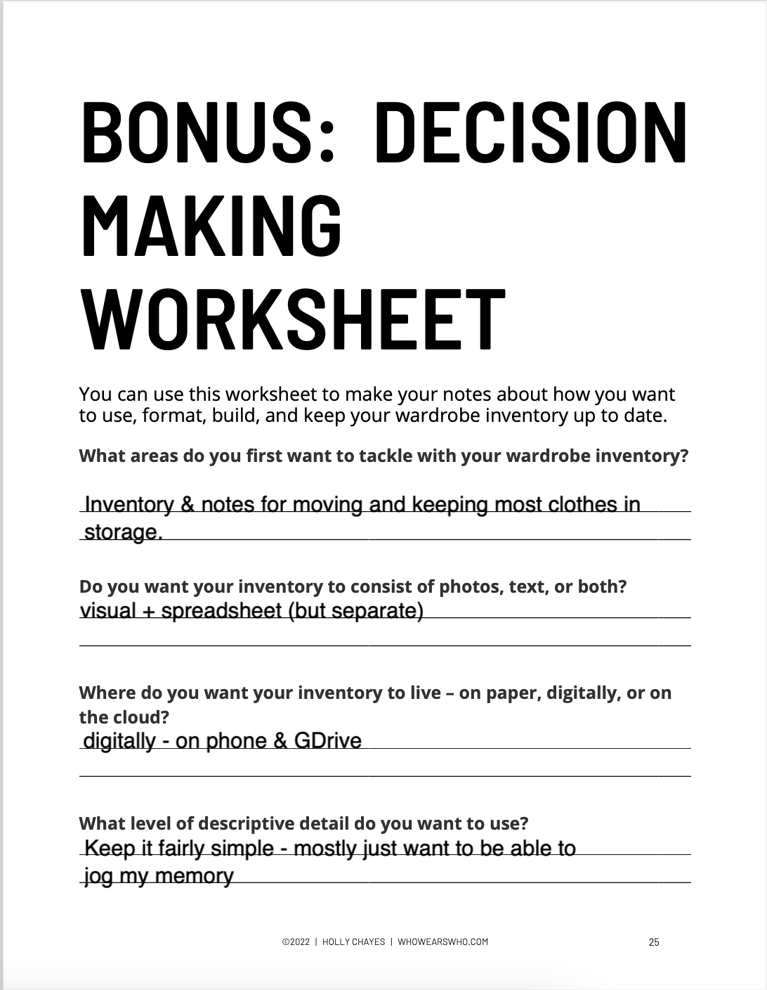 Decision Making Worksheet 1