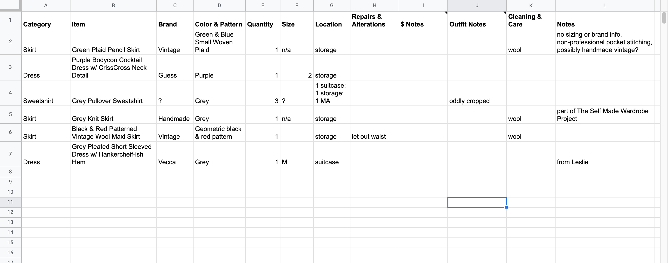 How to inventory your closet Spreadsheet Template Inventory 4